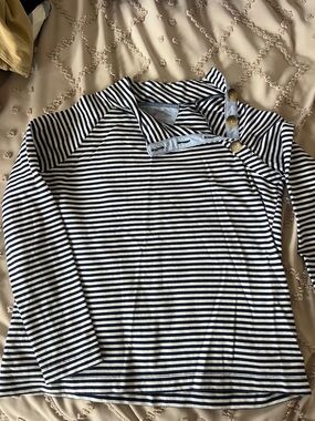 Vineyard Vines Navy and White Striped Boatneck Top